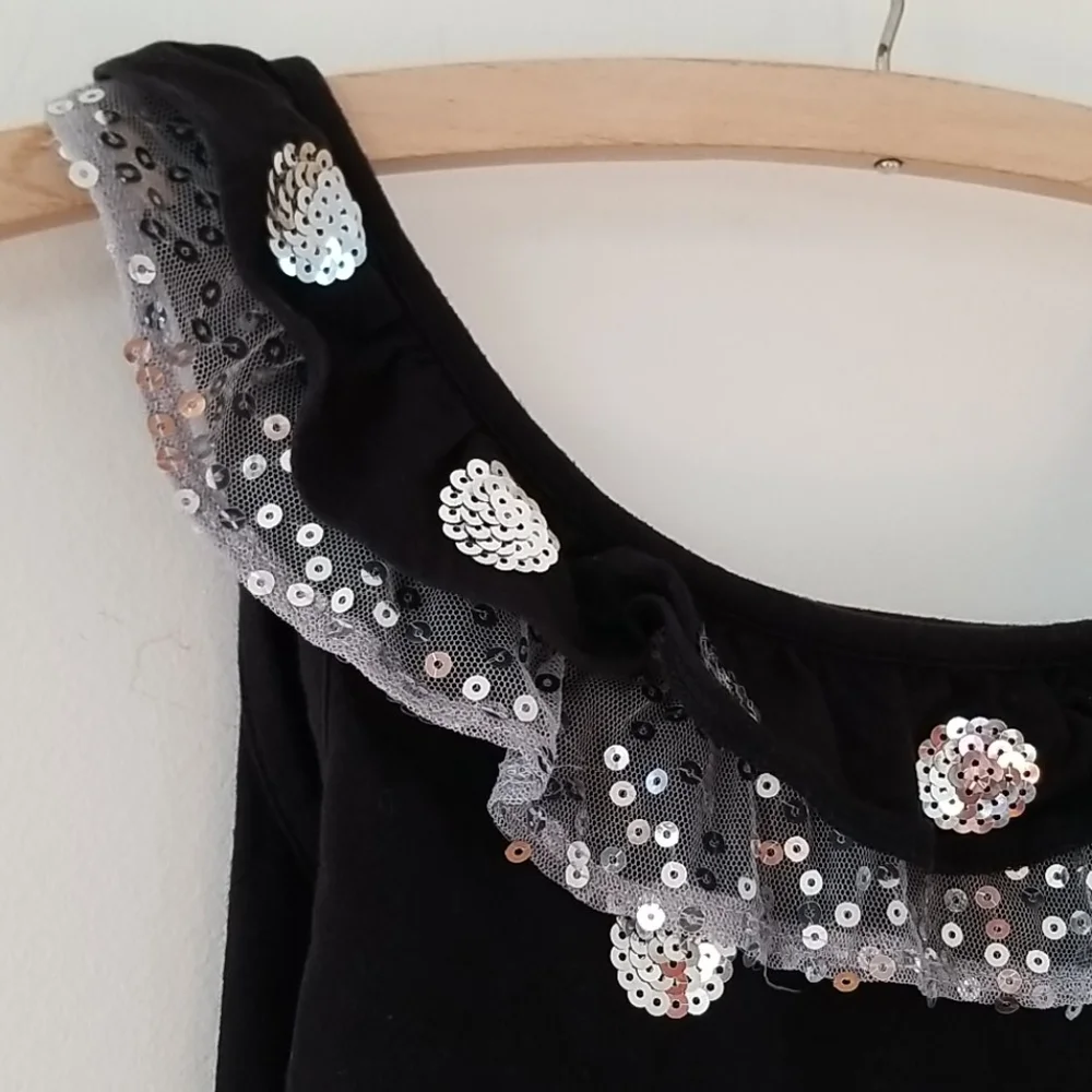 Justice Brand Girls Top Black & Silver sequins